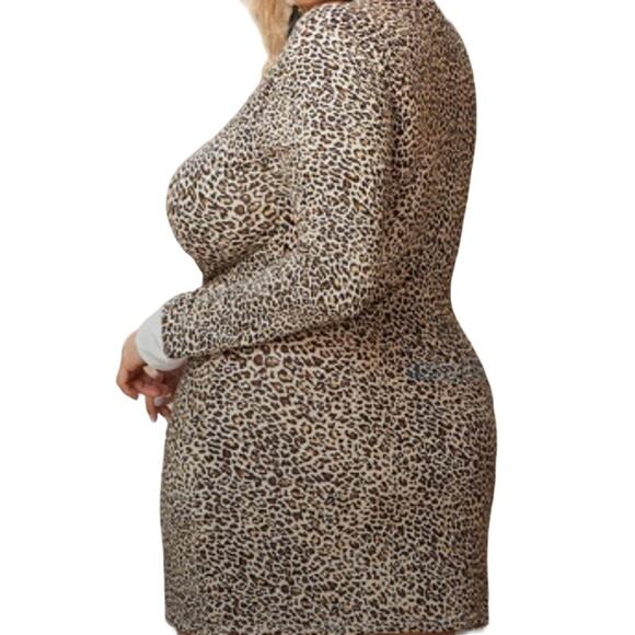 CURVE 2X plus animal print long sleeve keyhole stretch pajama NWT B140 - Picture 3 of 5